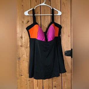 Longitude Black One Piece with Orange and Pink Accents